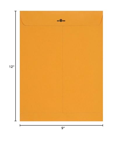 Amazon Basics 9" x 12" Clasp Kraft Envelopes, Gummed, 100-Pack, brown