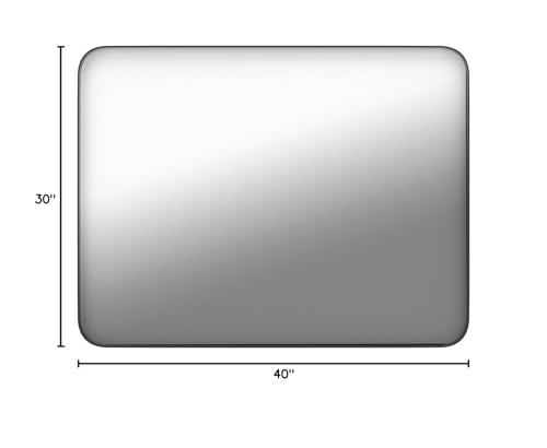 LOAAO 40X30 Inch Black Metal Framed Bathroom Mirror for Wall, Matte Black Bathroom Vanity Mirror Farmhouse, Large Rounded Rectangle Mirror, Anti-Rust, Tempered Glass, Hangs Horizontally or Vertically