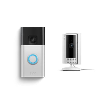 Ring Battery Doorbell with Ring Indoor Cam 2nd Gen (White)