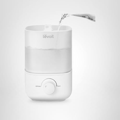 LEVOIT Top Fill Humidifiers for Bedroom, 2.5L Tank for Large Room, Easy to Fill & Clean, 28dB Quiet Cool Mist Air Humidifier for Home Baby Nursery & Plants, Auto Shut-off and BPA-Free for Safety, 25H