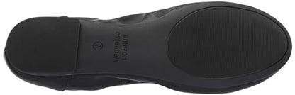 Amazon Essentials Women's Belice Slip On Ballet Flat, Black Faux Leather, 7