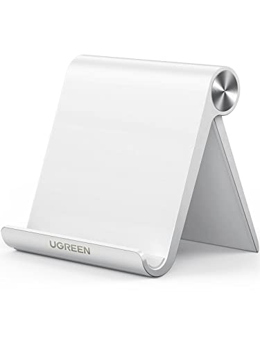 UGREEN Cell Phone Stand for Desk Phone Holder Foldable Portable Adjustable Compatible with iPhone 17 Air 16 15 14 13 Pro Max, iPhone 12 11 Plus SE XS XR 8 7, Office Desk Travel Accessories, White