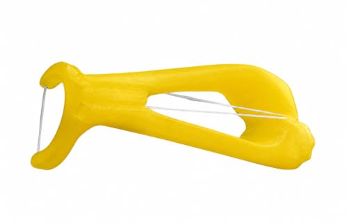 Reuseable Flosser | Easy String Floss Holder | Refillable with ANY floss | Ergonomic Floss Gadget | Oral Hygiene Care | For Kids and Adults (Yellow)