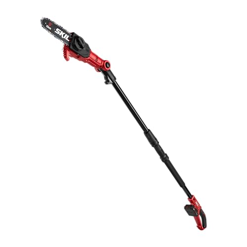 SKIL PS4563B-10 PWR CORE 20 8" 20V Pole Saw Kit, Includes with 2.0Ah Lithium Battery and Charger, Red