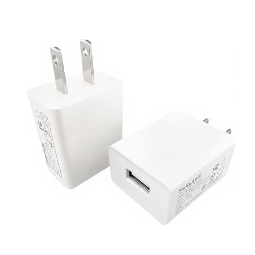 SinitoAula UL Listed USB Wall Charger Block (5W, White, 2pcs), 5V 1A Power Adapter for Outlet, Plug for Cell Phones, Tablets, Earphones, Power Banks, Smart Wearables, Toys and More Electronic Gadgets
