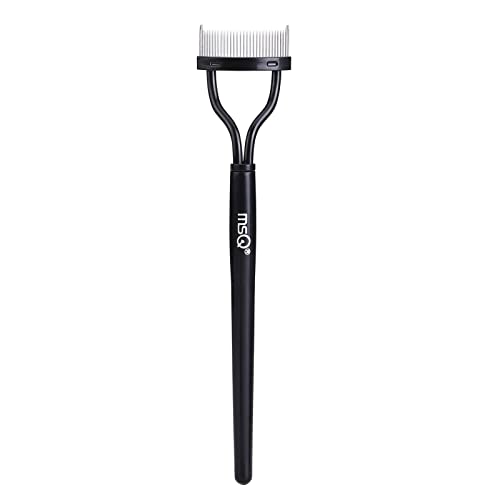 Eyelash Comb MSQ Eyelash Separator Tool Arc Designed Lash Brush Separator With Cover Lash Comb for Eye Makeup Brush Mascara Clump Remover Black (Includes a Mascara Wand)