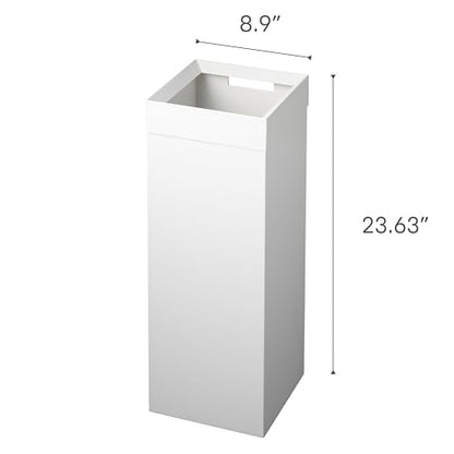 Yamazaki Home Tower Tall Trash Can - Modern Garbage Waste Basket With Handle For Kitchen Bathroom Office - Steel - 7.25 Gallons, 27 Liters