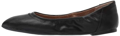 Amazon Essentials Women's Belice Slip On Ballet Flat, Black Faux Leather, 7