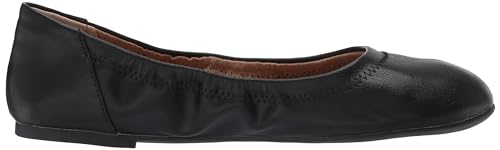 Amazon Essentials Women's Belice Slip On Ballet Flat, Black Faux Leather, 7