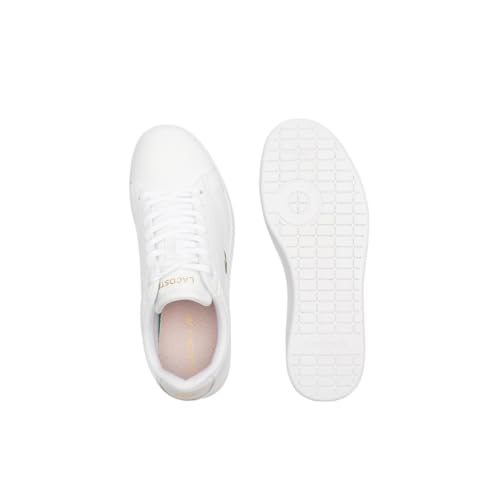 Lacoste Womens Hydez Leather, White/Gold, 7