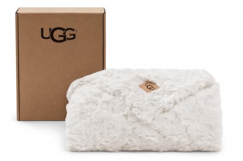 UGG Adalee Throw Blanket for Couch, Faux Fur Blanket, 50" x 70", White