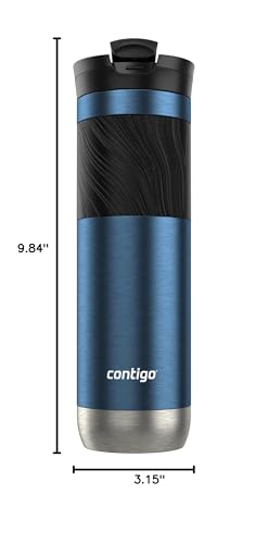 Contigo Byron 2.0 Stainless Steel Travel mug with Snapseal Lid and Grip, 24oz, Blueberry, BPA Free and Leak Proof