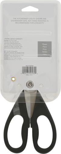 KitchenAid All Purpose Kitchen Shears with Protective Sheath Durable Stainless Steel Scissors, Dishwasher Safe, Soft Grip Comfort Handle, 8.72 Inch, Black