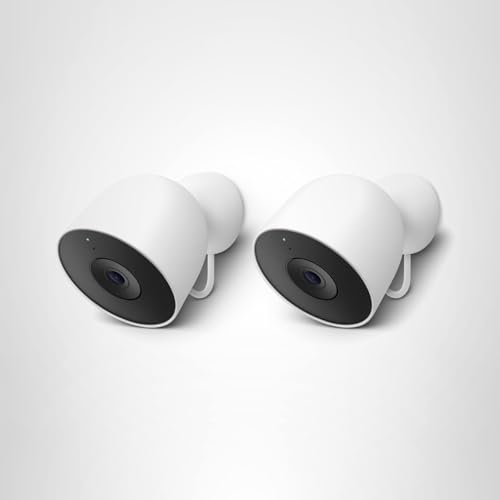 Google Nest Cam Outdoor (Wired, 2nd Gen) - 2 Pack - Security Camera with 2K Video and Gemini, Night Vision, 2-Way Audio - Works with Google Home - 2025 Model - Snow
