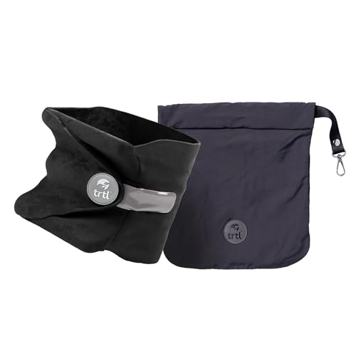 Trtl Pillow - Scientifically Proven Neck Support Travel Pillow for Airplanes - Lightweight and Machine Washable - Ergonomic Design for Traveling on Cars and Trains - Black