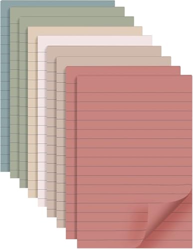 (9 Pads) Lined Sticky Notes 4x6 in Post, Vintage Colors Self Pad Its | Super Sticking Power Memo Pads Its, 40 Sheets/pad, School Supplies and Office Supplies, Easy to Post for Home, Office, Notebook