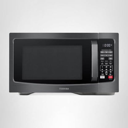 TOSHIBA EM131A5C-BS Countertop Microwave Ovens 1.2 Cu Ft, 12.4" Removable Turntable Smart Humidity Sensor 12 Auto Menus Mute Function ECO Mode Easy Clean Interior Black Color 1000W