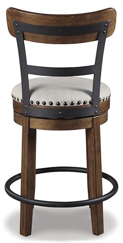 Signature Design by Ashley Valebeck Rustic Farmhouse 24.5” Counter Height Swivel Bar Stool, Brown