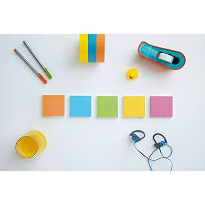 Post-it Super Sticky Notes, 3x3 in, 6 Pads, 2X The Sticking Power, Energy Boost Collection, Bright Colors (Orange, Pink, Blue, Green),Recyclable (654-6SSAU)