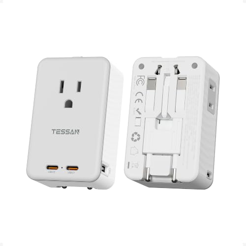 TESSAN Travel Adapter PD 20W, Universal Power Adapter with 3 USB C 1 USB A