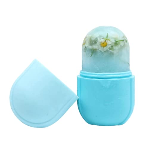 Ice Roller for Face and Eye, Facial Beauty Ice Roller Skin Care Tools, Facial Cube, Gua Sha Face Massage, Silicone Ice Mold for Beauty (Blue)