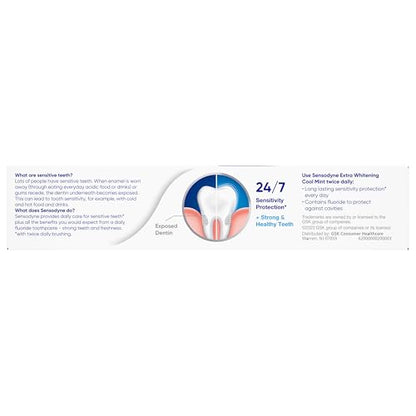 Sensodyne Extra Whitening Sensitive Teeth and Cavity Prevention Whitening Toothpaste, Amazon Exclusive, Cool Mint, Amazon Exclusive- 4 Ounces (Pack of 4)