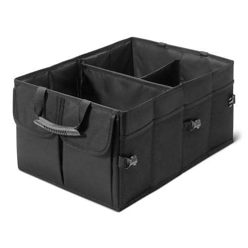 Amazon Basics Trunk Organizer for Car, Multi-Compartment Car Storage, Foldable, 13.5 Gallon, Black