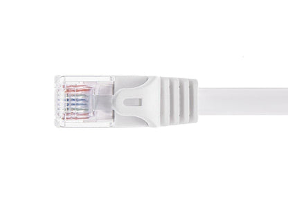 Monoprice Cat6 14ft White Flat Patch Cable UTP 30AWG 550MHz Pure Bare Copper Snagless RJ45 Flexboot Series Ethernet Cable
