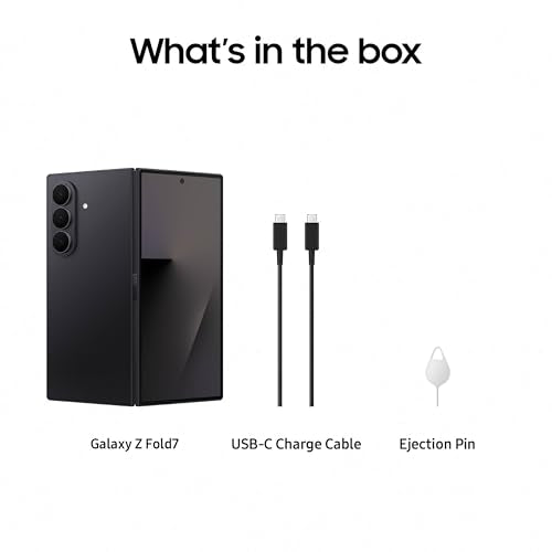 Samsung Galaxy Z Fold7 Cell Phone, 256GB AI Smartphone, Unlocked Android, AI Photo Edits, Large Screen, Long Battery Life, 2025, US 1 Yr Manufacturer Warranty, JetBlack