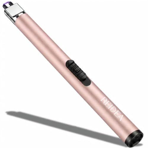 REIDEA Candle Lighter Rose Gold, Long USB Rechargeable Electronic Arc Windproof Flameless Lighter - A Must Have Gadget for Home Kitchen BBQ Camping Stove