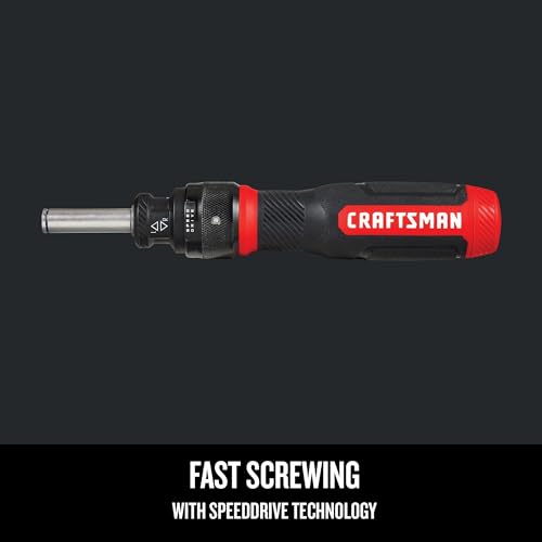 CRAFTSMAN Ratcheting Screwdriver, SpeedDrive, 2” Double Ended Bits Included, Handle Holds Up To 6 Bits (CMHT68129)