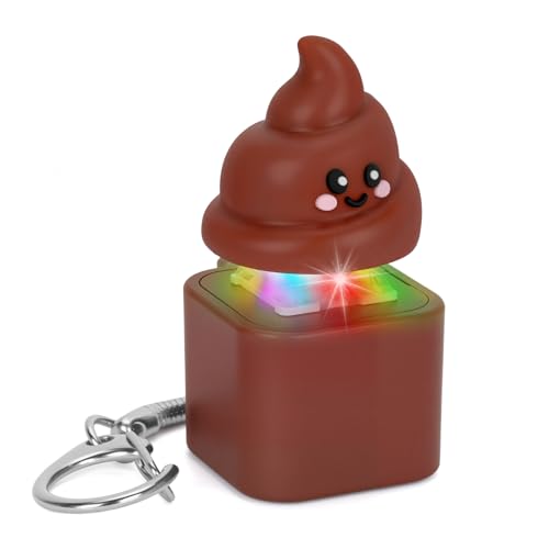 Netholid Farting Poop Keyboard Fidget Toys for Adults Rechargeable Light Up Keyboard Clicker Keychain with Lights and Sound for Anxiety Prank Coworkers Gifts (Brown)