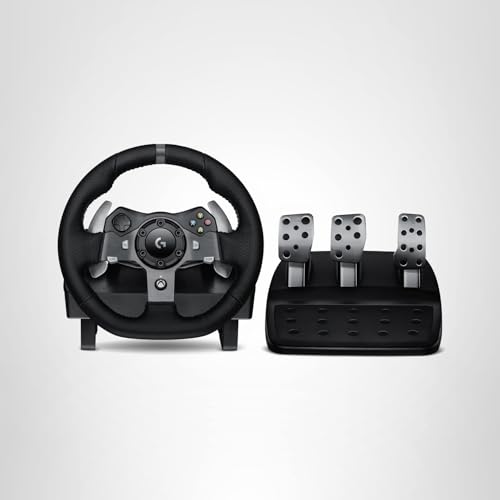 Logitech G920 Driving Force Racing Wheel and Floor Pedals, Real Force Feedback, Stainless Steel Paddle Shifters, Leather Steering Wheel Cover for Xbox Series X|S, Xbox One, PC, Mac - Black