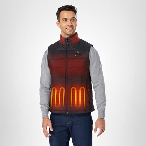 ORORO Men's Lightweight Heated Vest with Battery Pack (Black,L)