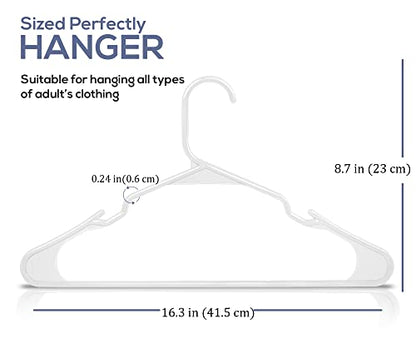 Utopia Home Plastic Hangers 50 Pack - Perfect for Clothes Hanger Space Saving - Durable and Strong Coat or Pant Hangers for Closet Organizers and Storage with Shoulder Grooves (White)