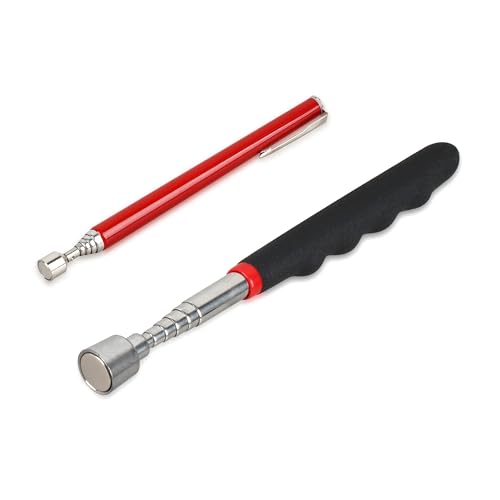 2-Piece Set Magnetic Pick Up Tool, 15LB Pull Force And 2LB Pull Force Telescopic Magnet Stick