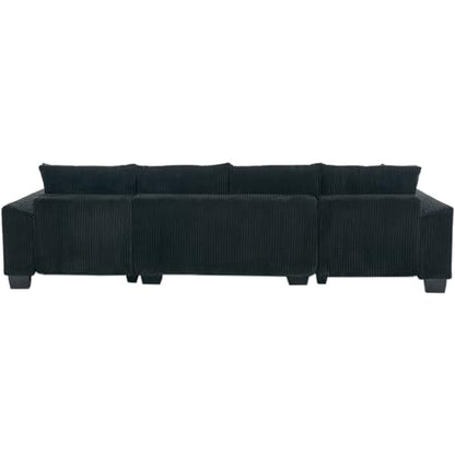 ERYE 114-Inch Oversized U-Shaped Sleeper Sectional Sofabed, U Shaped Pull Out Sleeper Couch Symmetrical Convertible Sectional Sofa Bed with Double Chaise Daybed & Toss Pillows