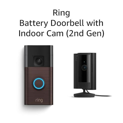 Ring Battery Doorbell with Ring Indoor Cam 2nd Gen (Black)