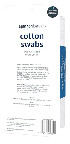 Amazon Basics Cotton Swabs for Personal Hygiene and Baby Care, 500 Count, 1 Pack