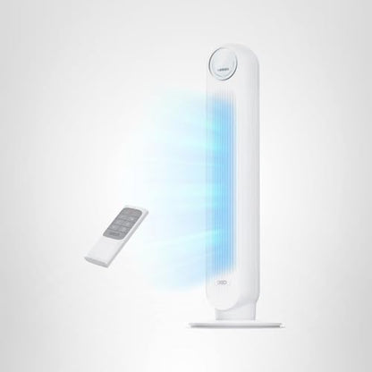 DREO Tower Fan for Bedroom, 25ft/s Velocity Quiet Floor Fan, 90° Oscillating Fans for Indoors with 4 Speeds, 4 Modes, 8H Timer, Standing Fans, Bladeless Fan, White (DR-HTF007)