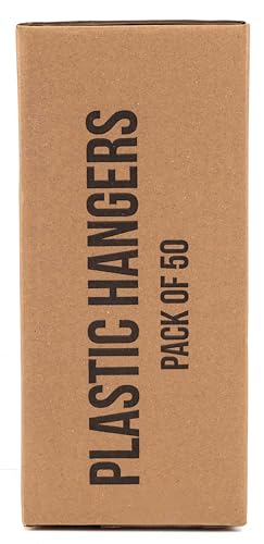 Utopia Home Plastic Hangers 50 Pack - Perfect for Clothes Hanger Space Saving - Durable and Strong Coat or Pant Hangers for Closet Organizers and Storage with Shoulder Grooves (White)