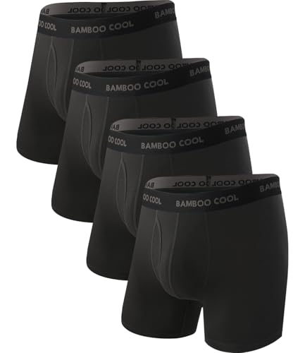 BAMBOO COOL Men's Ultra Breathable Underwear,No Riding Up Boxer Briefs with ComfortFlexible Waistband,Multipack