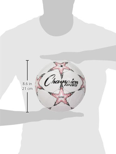 Champion Sports Viper Soccer Ball, Size 4 – Soft Touch TPU Cover, Airlock Bladder – Ages 8-12 – Red/Black/White