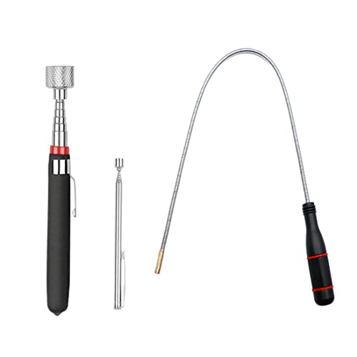 3 Pack Telescoping Magnet Pick-up Tool Set - Retrieving Telescoping Magnet Pickup Tools, Extendable Magnetic Pick Up Tools, Bendable Spring Magnet Stick