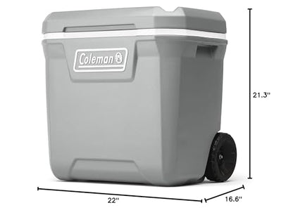 Coleman Classic Series Insulated Portable Wheeled Cooler, Leak-Resistant Outdoor Hard Cooler Keeps Ice up to 5 Days, 65-Quart