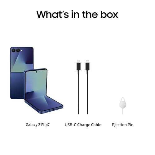 Samsung Galaxy Z Flip7 Cell Phone + Gift Card, 512GB AI Smartphone, Unlocked Android, Long Battery Life, 2025, US 1 Yr Manufacturer Warranty, Blue Shadow