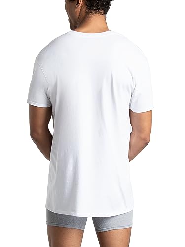 Fruit of the Loom mens Eversoft Cotton Stay Tucked V-neck T-shirt, Regular - White 6 Pack, X-Large US