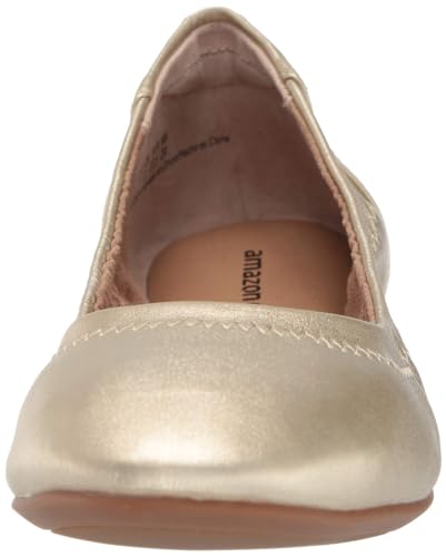 Amazon Essentials Women's Belice Comfortable Slip-On Ballet Flats Shoes, Gold, 6.5 Wide