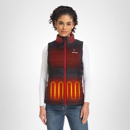 ORORO Women's Lightweight Heated Vest with Battery Pack (Black,M)