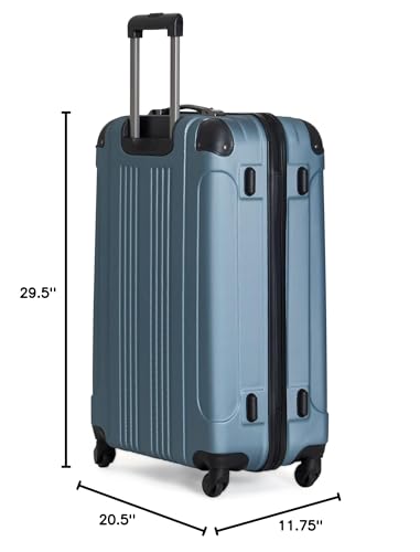 Kenneth Cole REACTION Out of Bounds Lightweight Hardshell 4-Wheel Spinner Luggage, Granite Blue, 28-Inch Checked